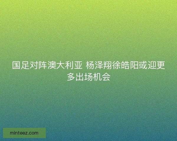国足对阵澳大利亚 杨泽翔徐皓阳或迎更多出场机会