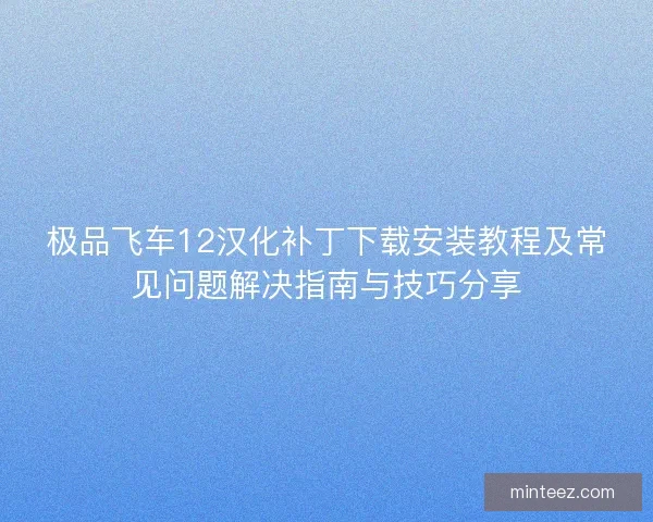 极品飞车12汉化补丁下载安装教程及常见问题解决指南与技巧分享